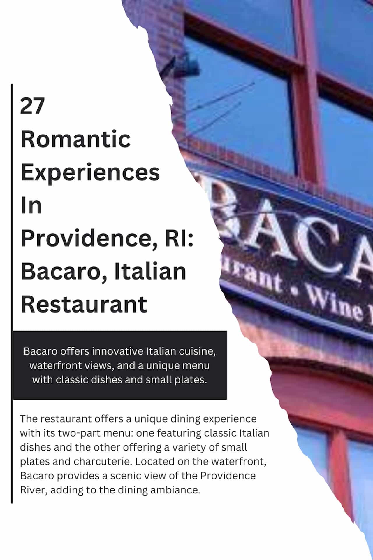 27 Romantic Experiences In Providence RI Bacaro Italian restaurant