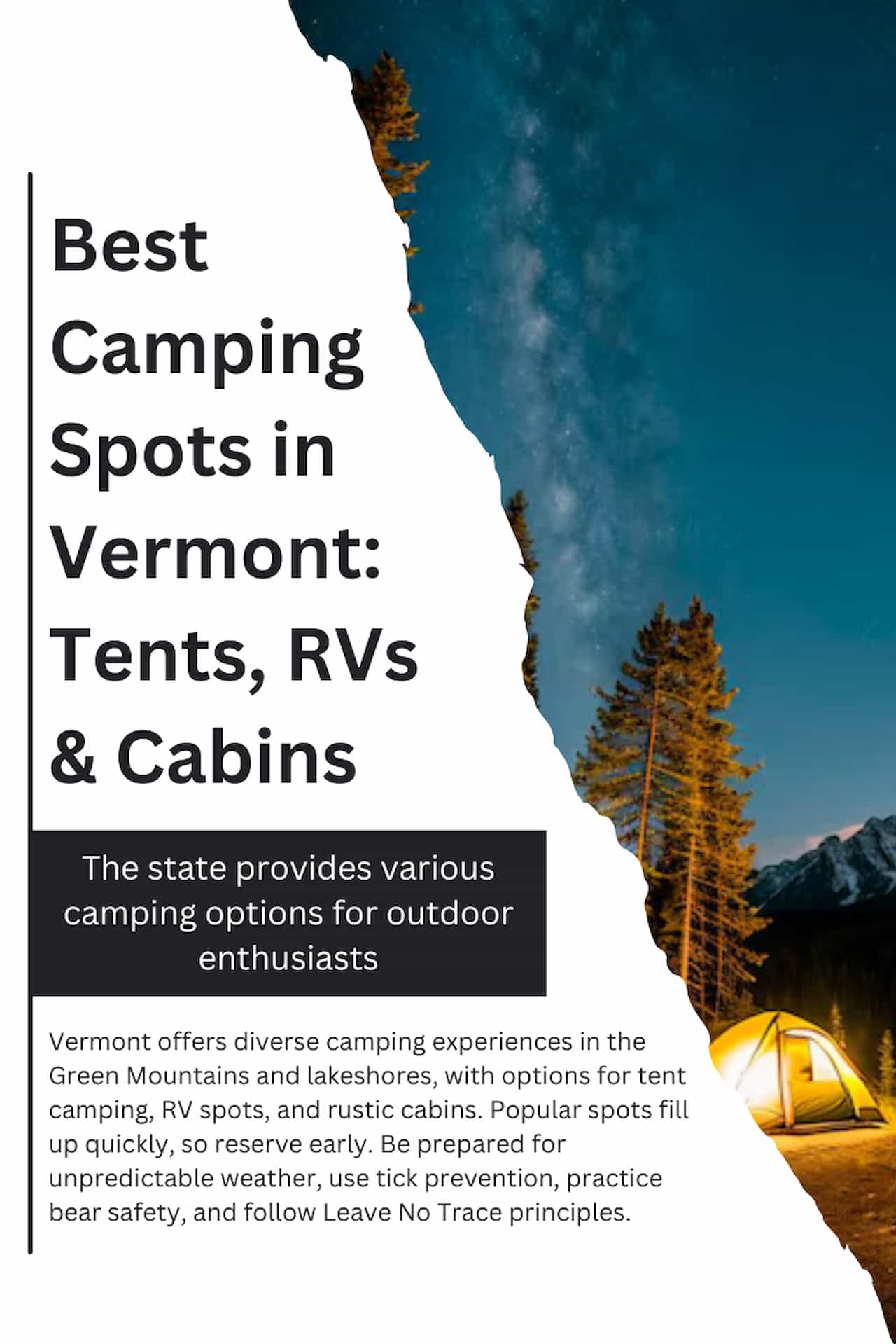 5 Best Camping Spots in Vermont Tents RVs Cabins