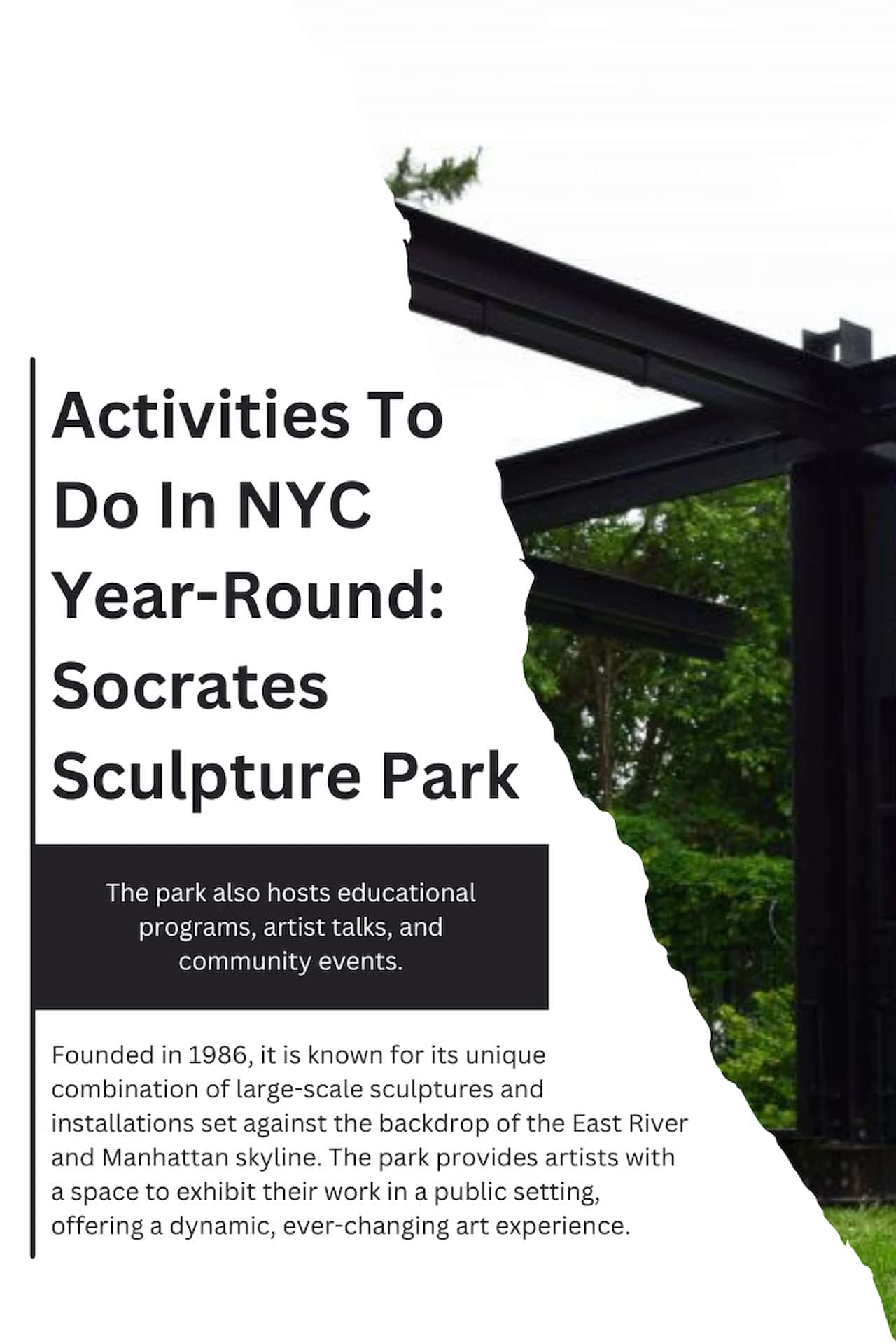 Activities To Do In NYC Year Round Socrates Sculpture Park