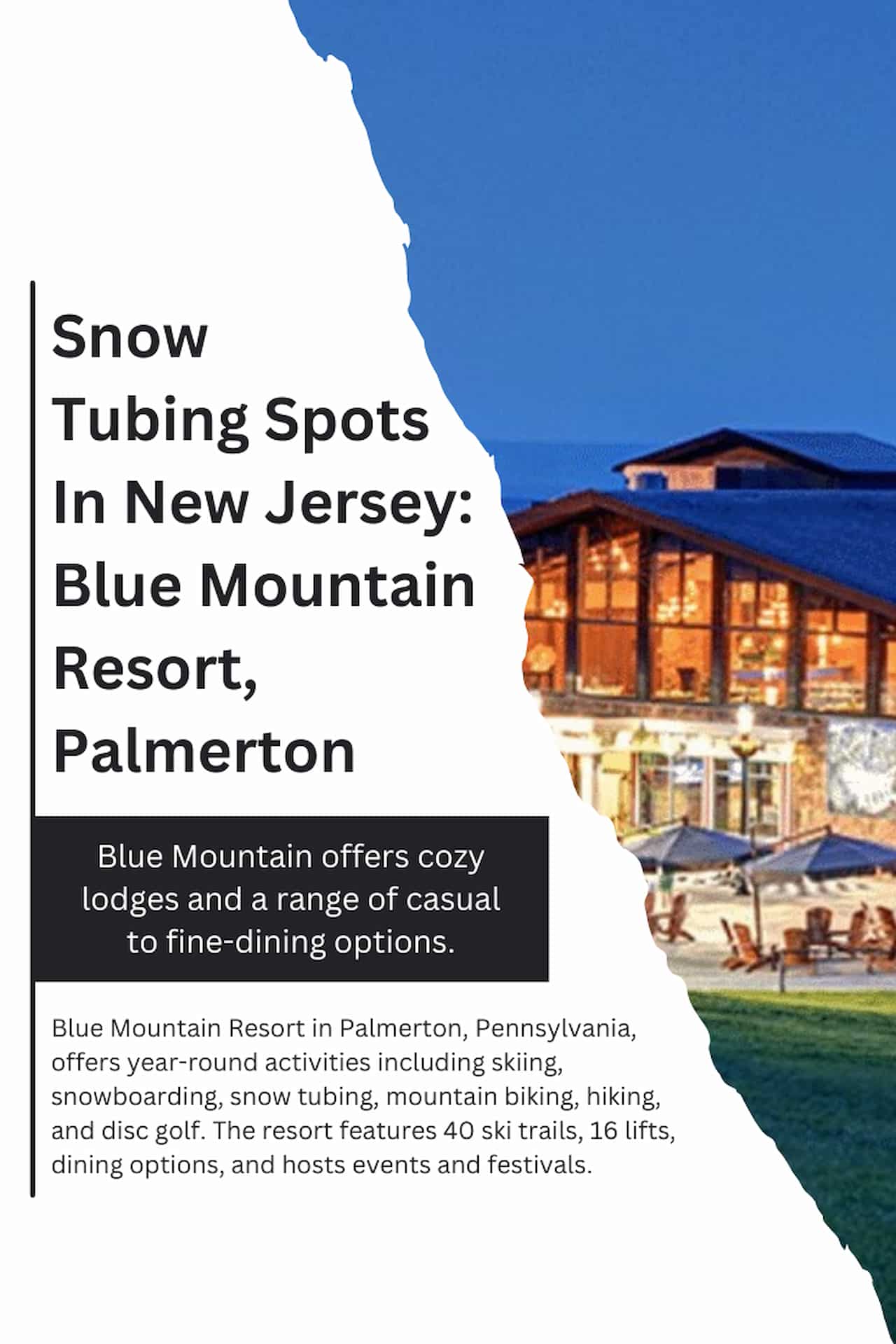 Snow Tubing Spots In New Jersey Blue Mountain Resort Palmerton
