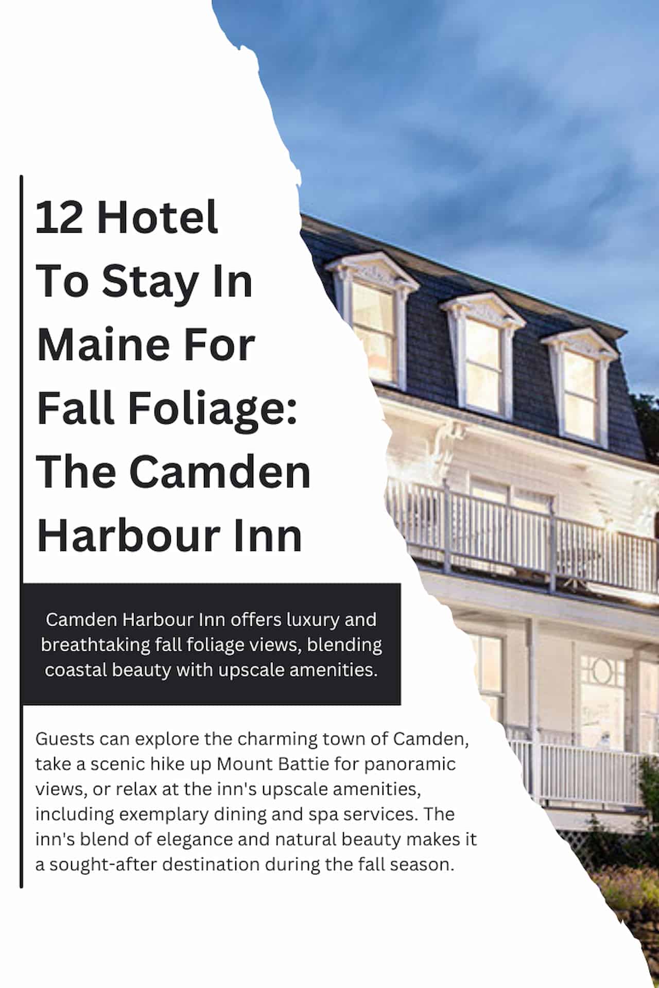 12 Hotel To Stay In Maine For Fall Foliage The Camden Harbour Inn