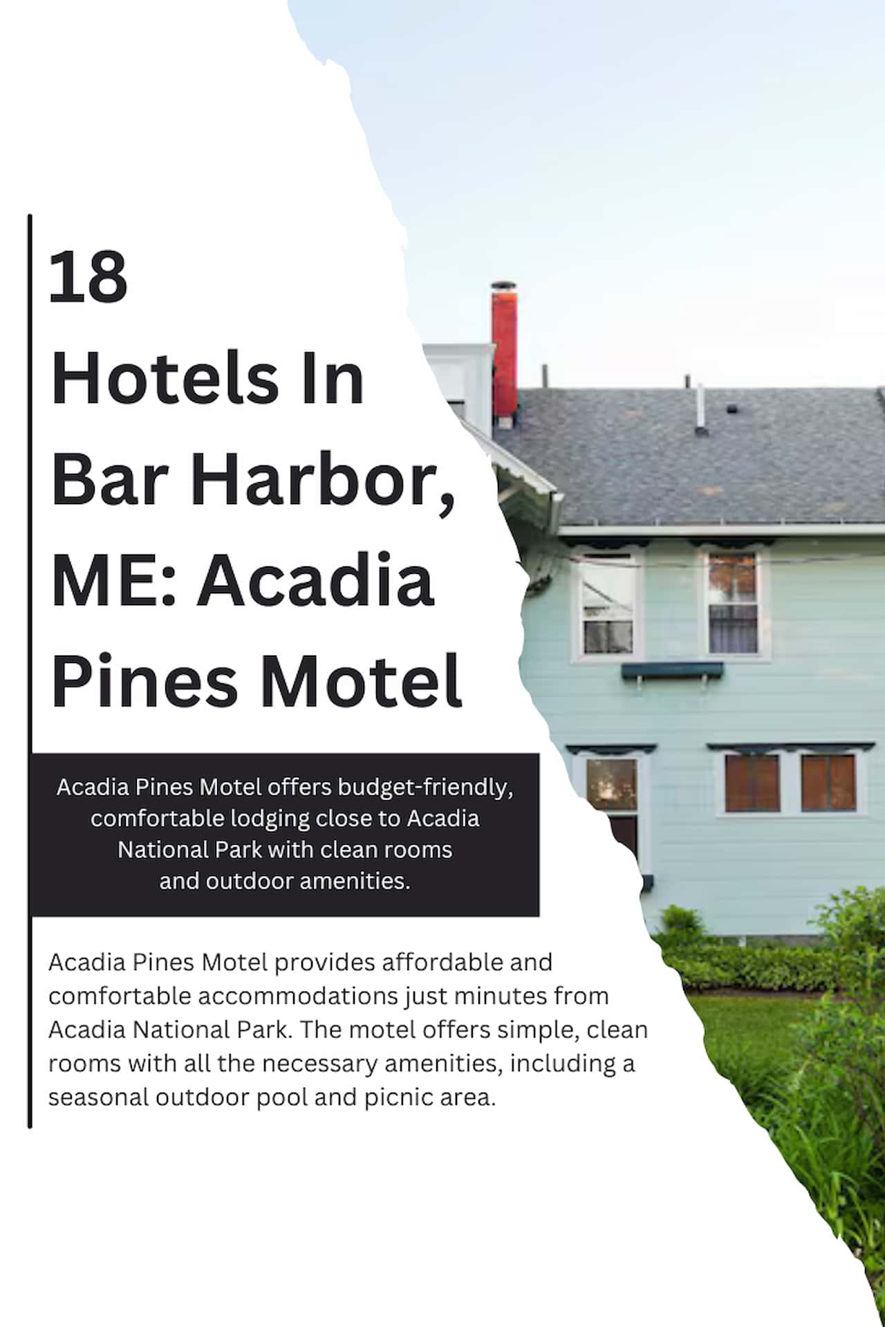 18 Hotels In Bar Harbor ME Acadia Pines Motel