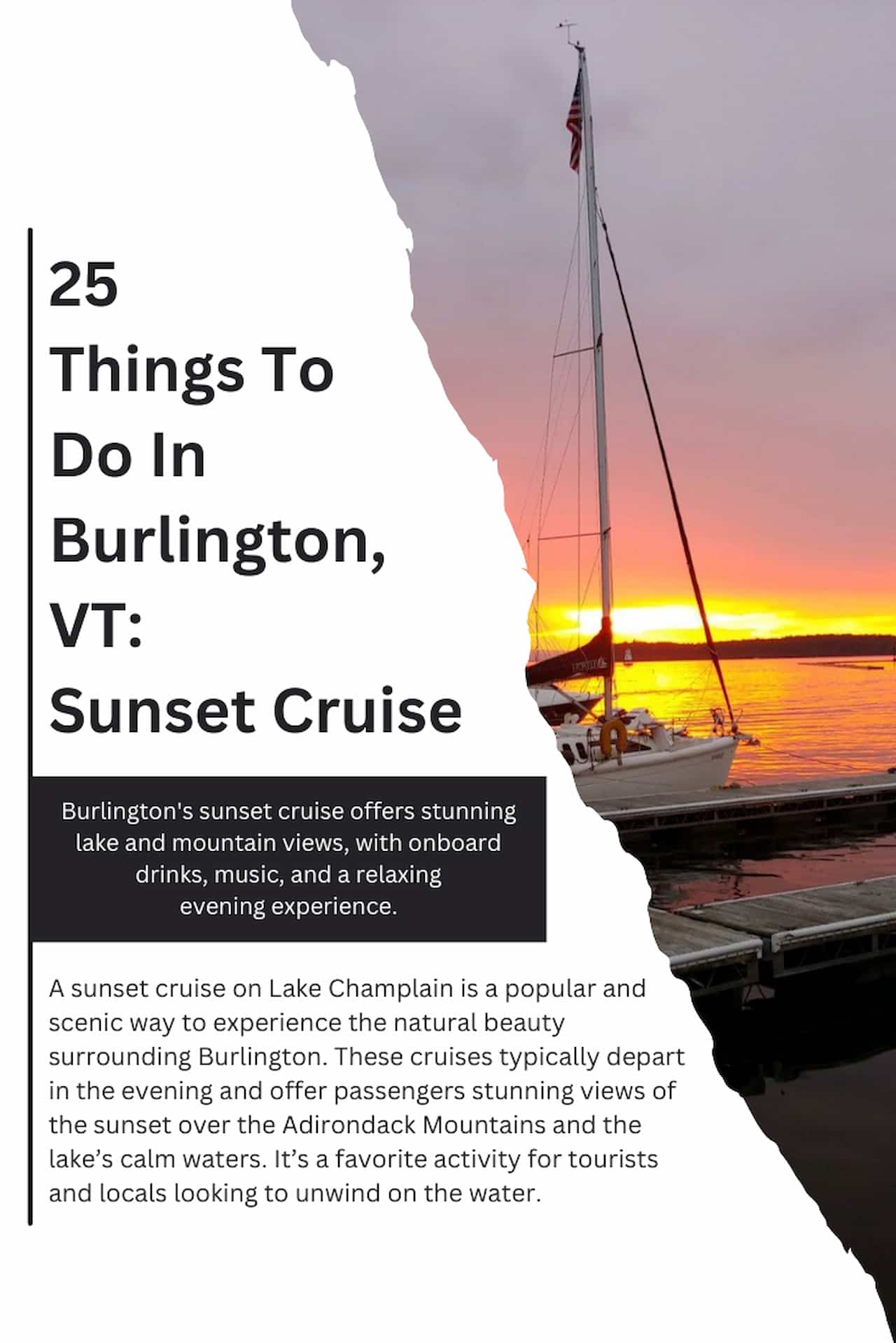25 Things To Do In Burlington VT Sunset Cruise