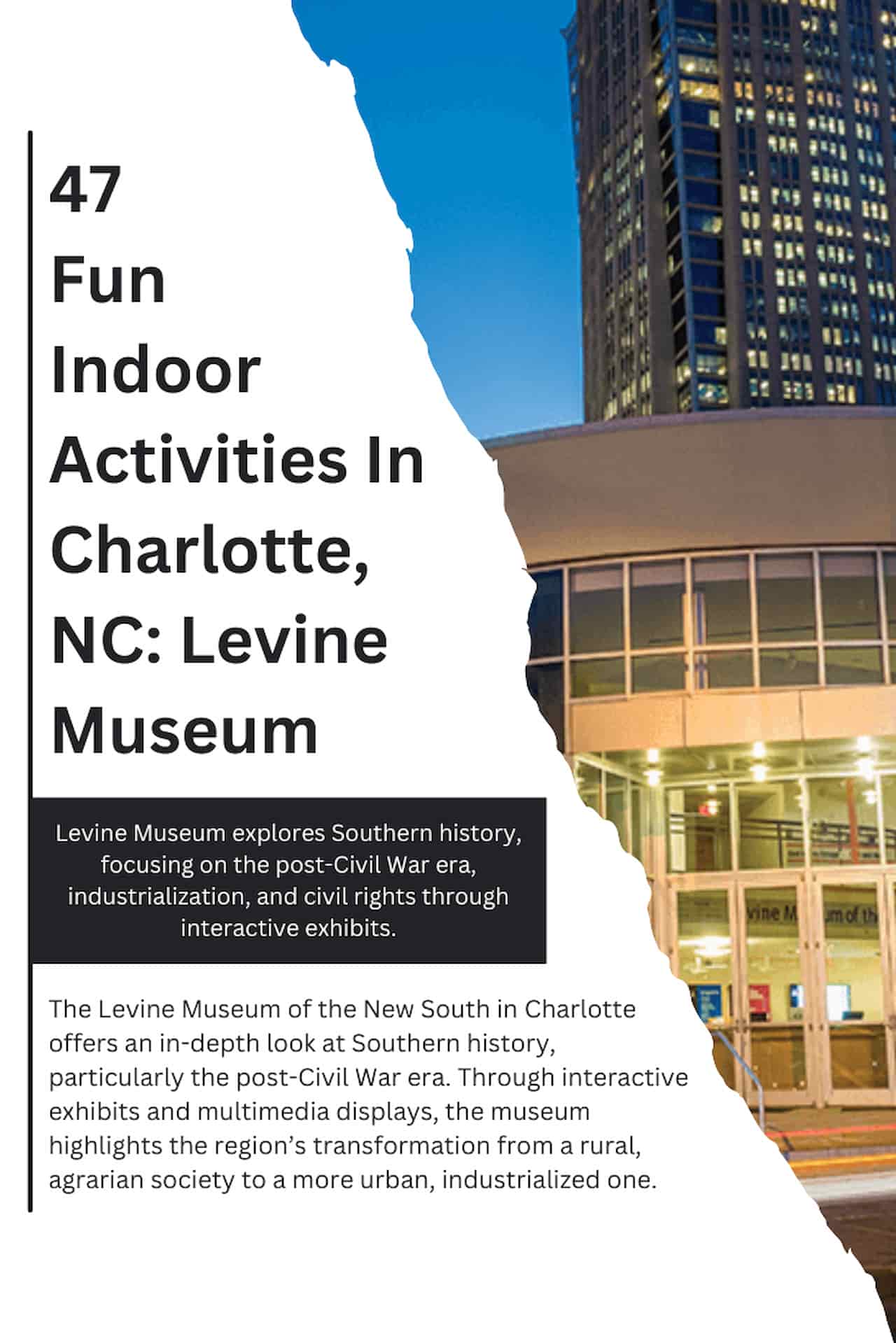 47 Fun Indoor Activities In Charlotte NC Levine Museum