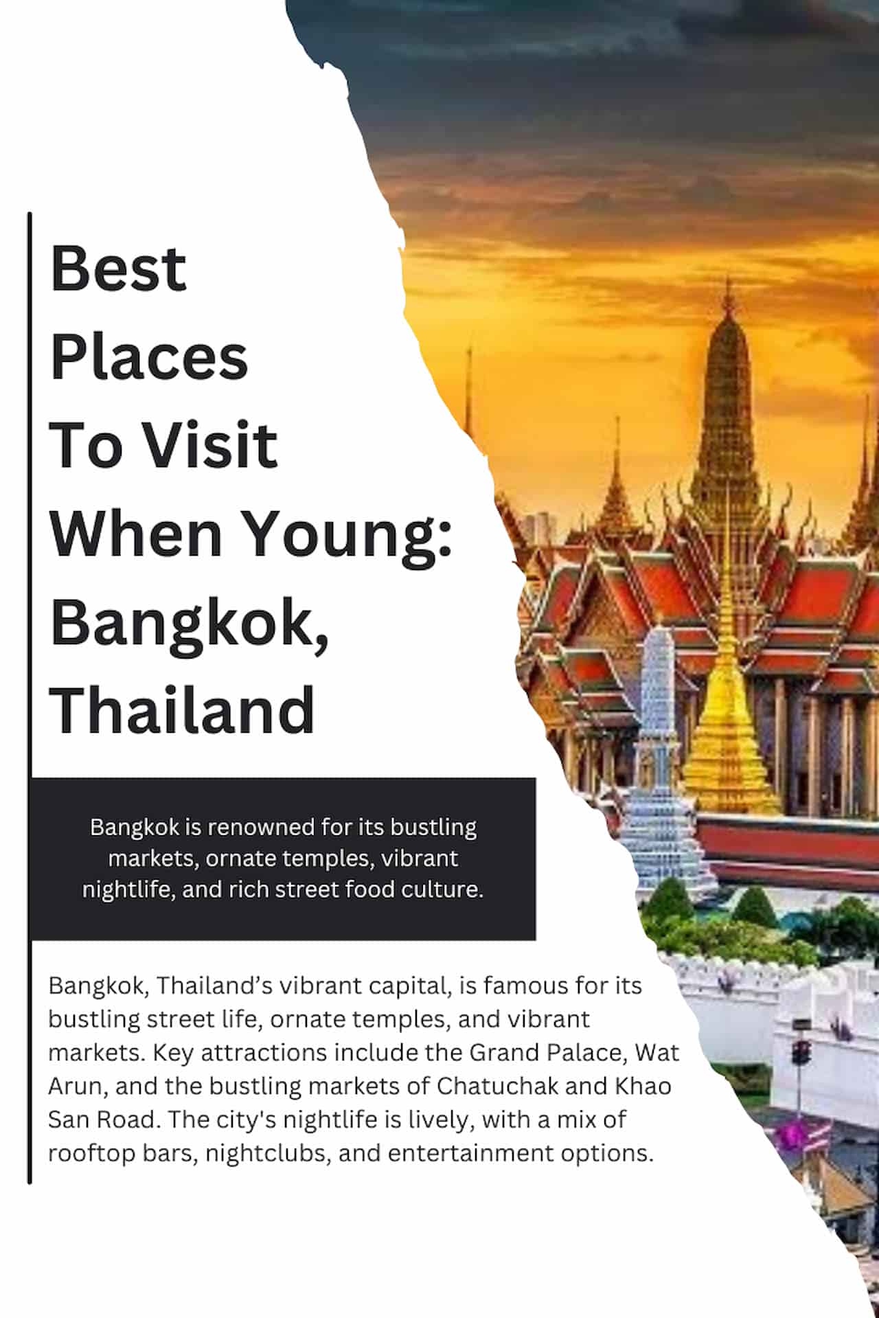 Best Places To Visit When Young Bangkok Thailand