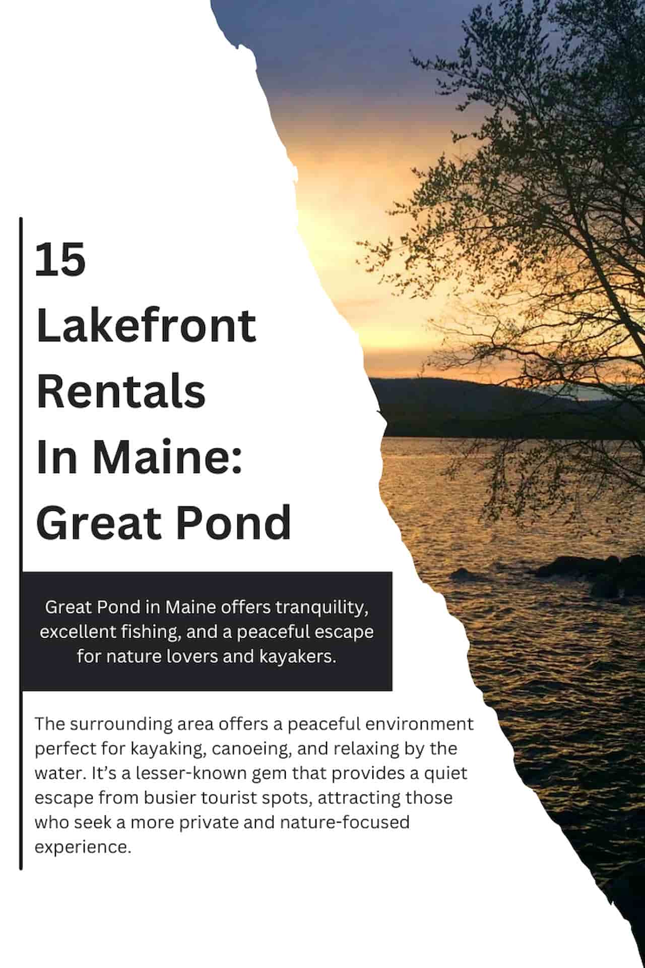 15 Lakefront Rentals In Maine Great Pond